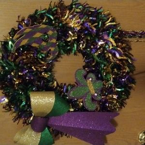 Handmade Mardi Gras Wreath